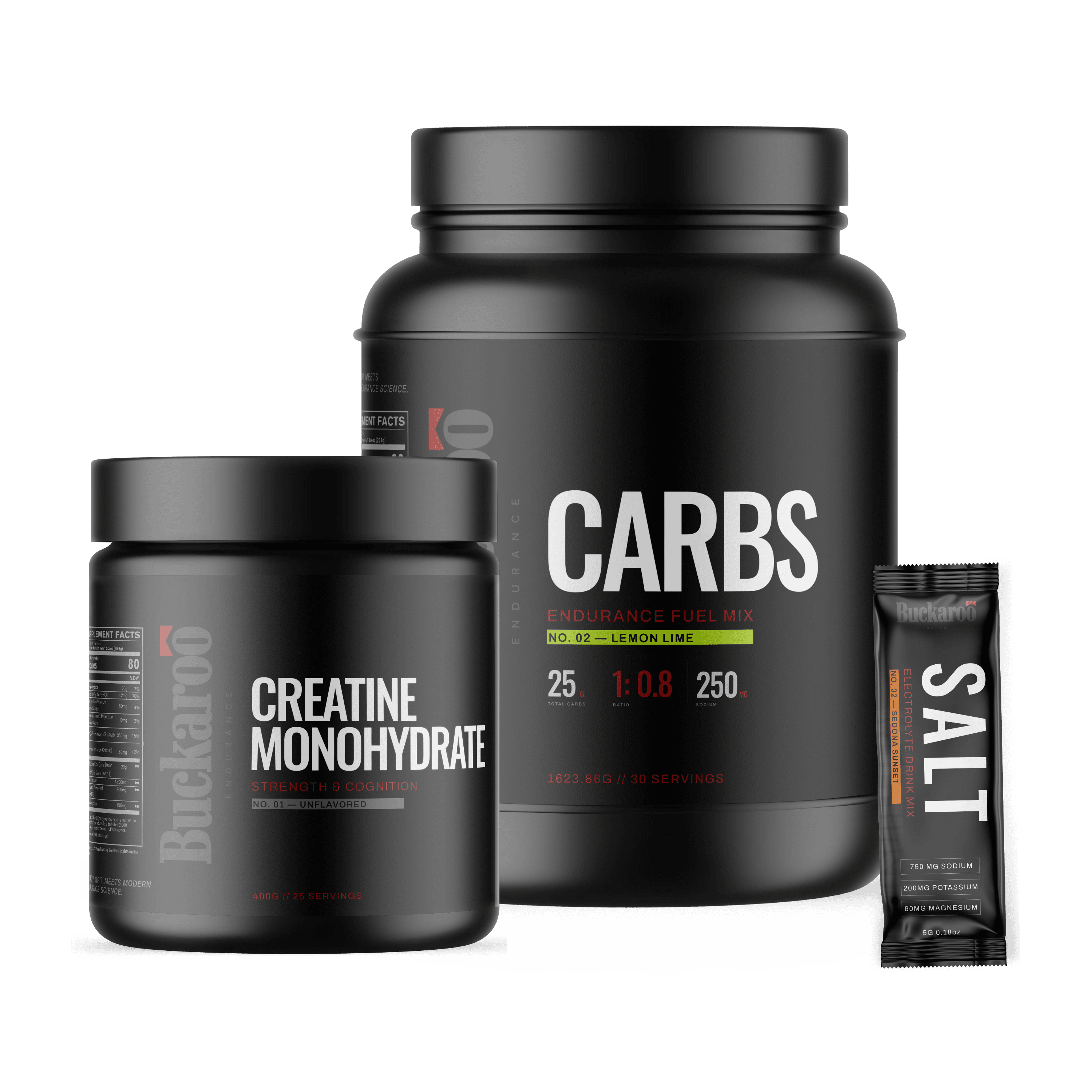 Buckaroo Endurance The Big Three — SALT, CARBS, and Creatine Monohydrate together